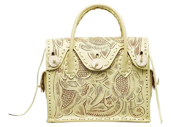 & Other Stories GRACE CONTINENTAL Maestra S Borsa in pelle Tribes Carving Giallo