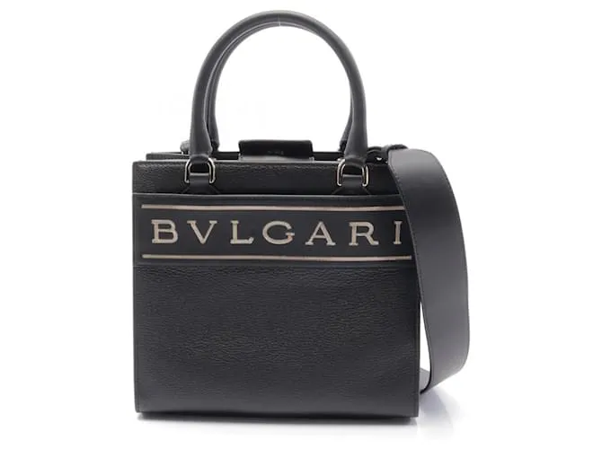 Borsa in pelle con logo Bvlgari Bulgari Nero