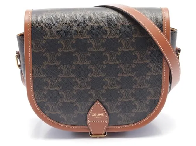 Céline Borsa a Spalla Celine Falco Medium Bag Trionfo in Tela Rivestita Grigio