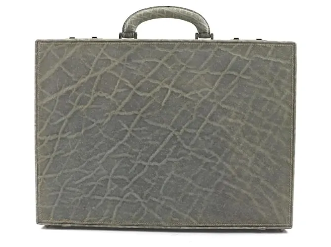 & Other Stories Valextra Briefcase in Pelle di Elefante Grigia Marrone