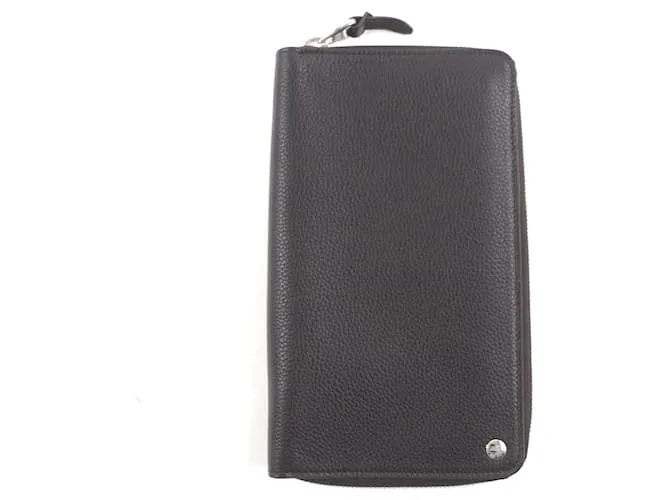 Alfred Dunhill Portafoglio con zip Boston in pelle granulata Dunhill con logo Marrone Marrone scuro