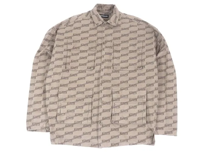 Tuta militare in cotone con logo BB di Balenciaga marrone