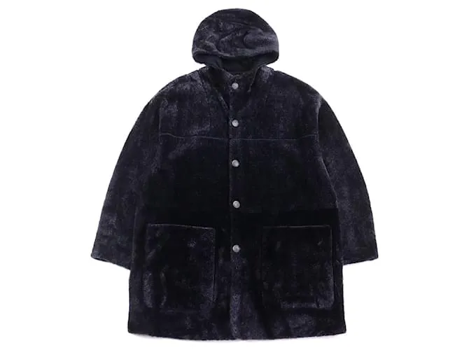 Cappotto con cappuccio in pelle di agnello shearling Giorgio Armani Porpora