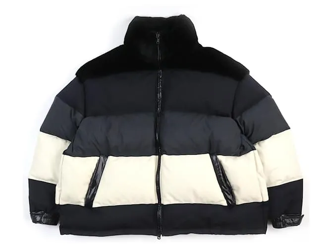 Giacca VALENTINO RE-SEW Poliestere Nylon Lana M Nero Bianco Blu navy