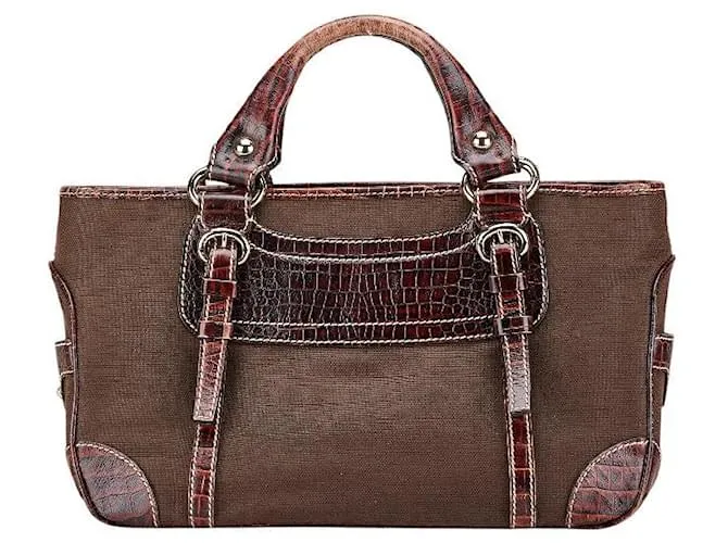 Céline Borsa a mano in tela e pelle Celine Boogie Marrone