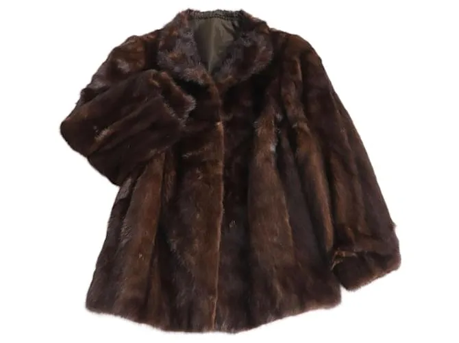 & Other Stories Cappotto in pelliccia di visone con fodera floreale, marrone