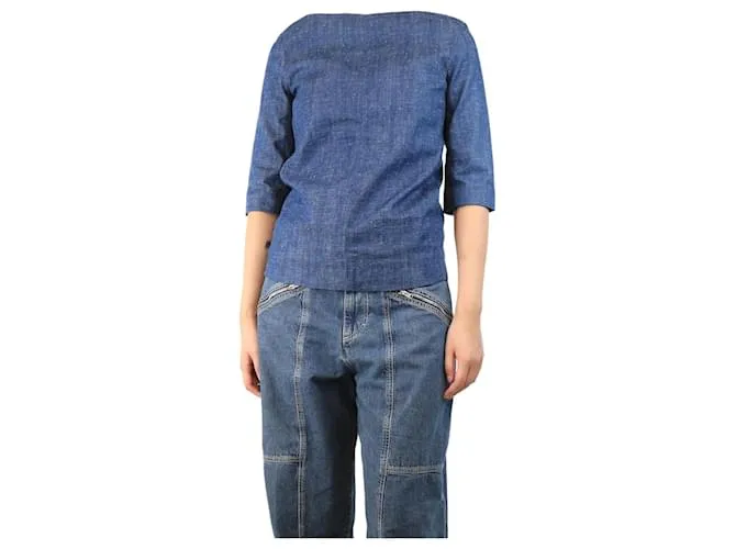 Céline Top in denim blu - taglia UK 8