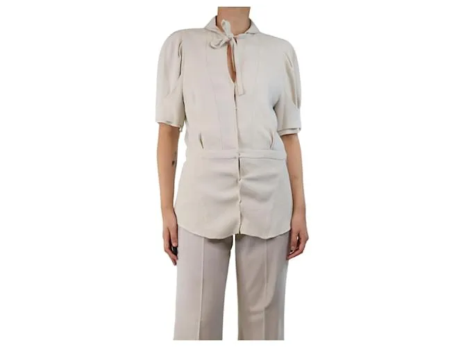 Balenciaga Blusa corta in crêpe a maniche corte - taglia UK 10