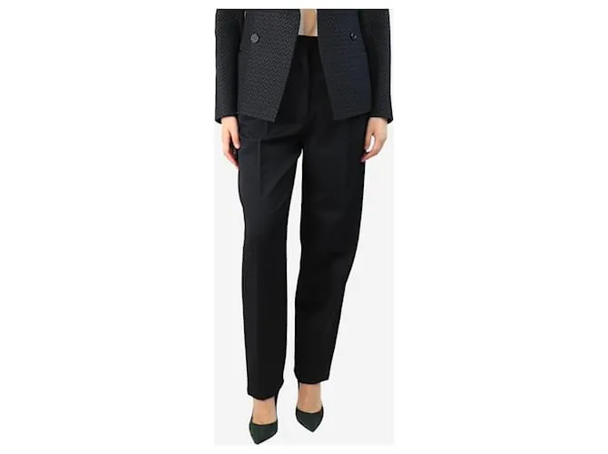 Céline Pantaloni plissettati neri testurizzati - taglia UK 10 Nero