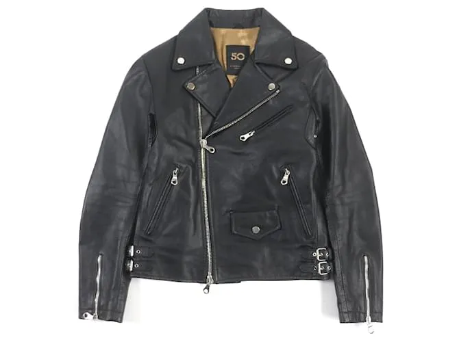 & Other Stories Giacca in pelle di cavallo doppia riders CINQUANTA H-518 Nero