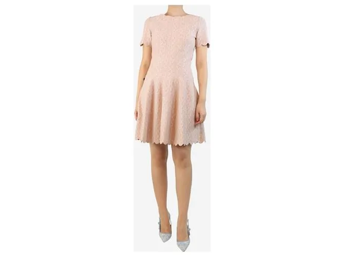 Alaïa Abito midi con bordo a conchiglia rosa - taglia UK 14