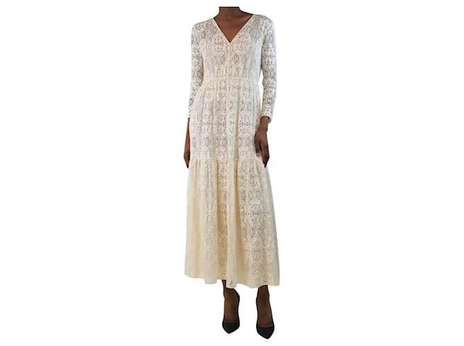 Céline Abito maxi in pizzo a strati crema - taglia UK 6 Crudo