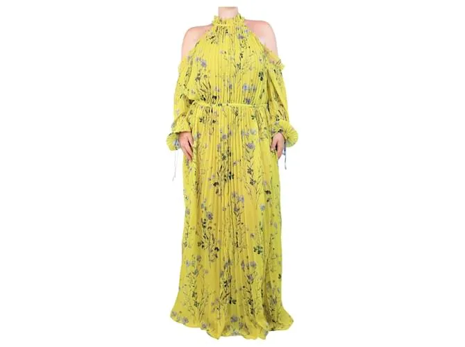 Self portrait Abito maxi plissettato floreale giallo - taglia M