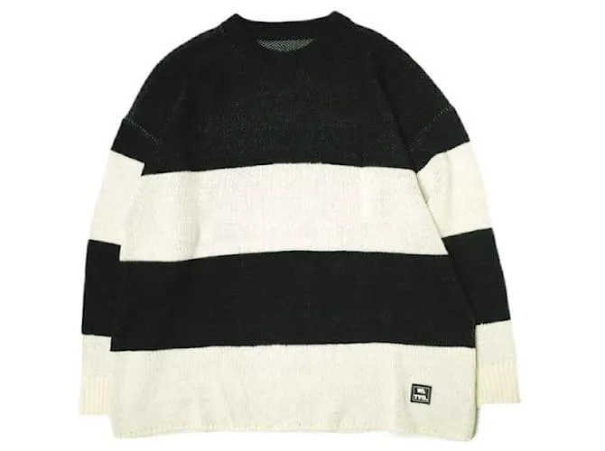 & Other Stories Maglione a maglia con colletto rotondo WHITELAND Border Nero