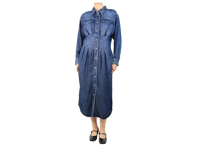 Isabel Marant Etoile Abito midi in denim blu Tomia - taglia UK 12