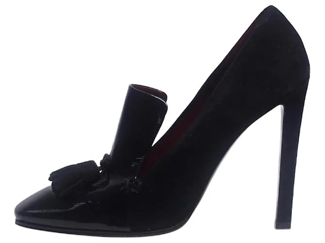 Céline Pumps con nappine in vernice nera e suede - taglia EU 40 Nero