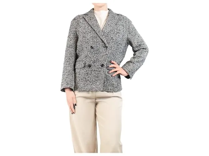 Soeur Giacca doppiopetto in zigzag nera e neutra - taglia UK 8 Nero