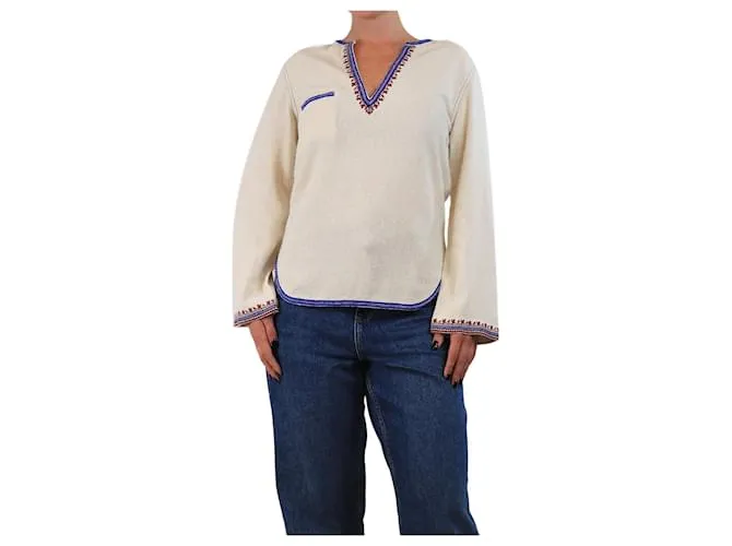 Isabel Marant Etoile Blusa ricamata crema - taglia UK 10 Crudo