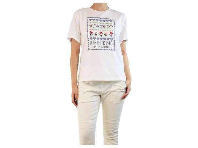 Weekend Max Mara T-shirt bianco con ricamo a croce - taglia S