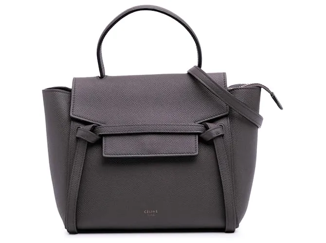 Céline Belt bag in pelle di vitello grana nano Celine Gray Marrone