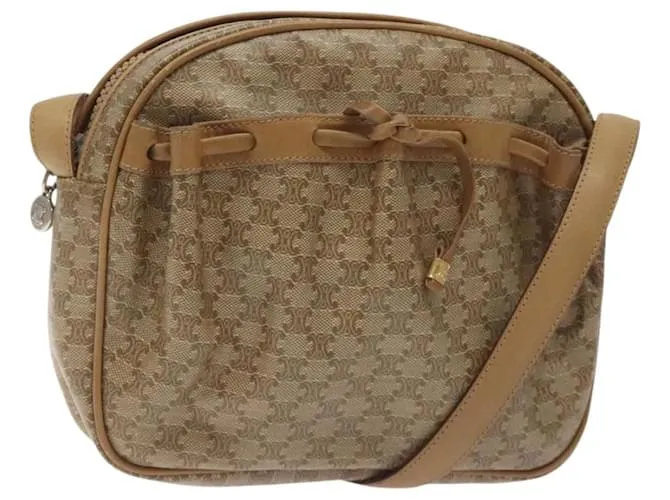 Céline Borsa a spalla in tela Macadam CELINE PVC beige oro Auth BA2920 D'oro