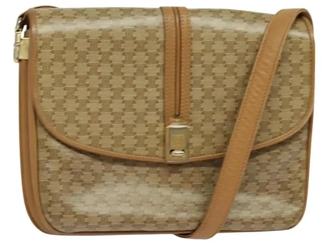 Céline Borsa a spalla in tela Macadam CELINE PVC beige oro Auth 126995 D'oro