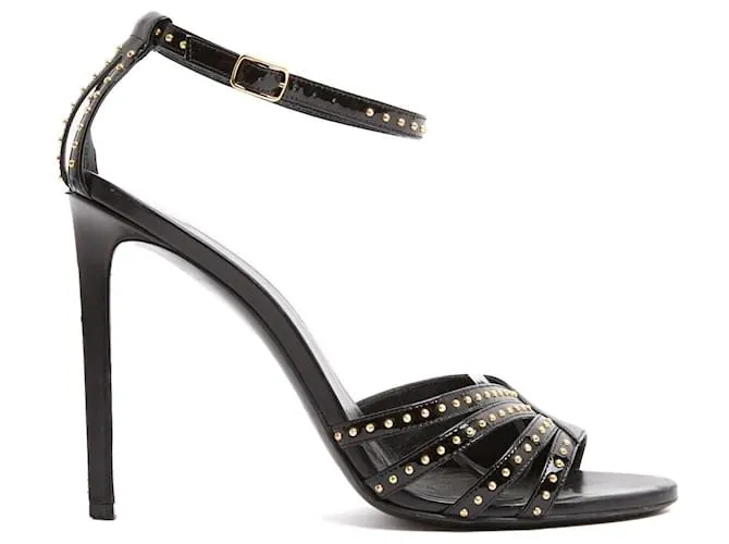 Celine Sandali Tacchi EU40 Tacchi in Pelle Nera Studded UK6.5 US9 Céline Nero