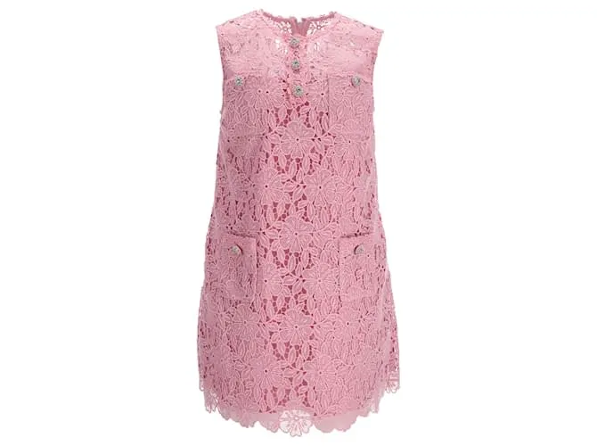 Self portrait Abito mini in pizzo rosa in poliestere Self-Portrait Marrone