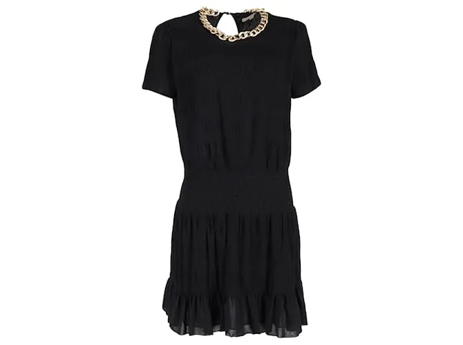 Abito A-Line in Poliestere Nero di Michael by Michael Kors con Collo a Catena