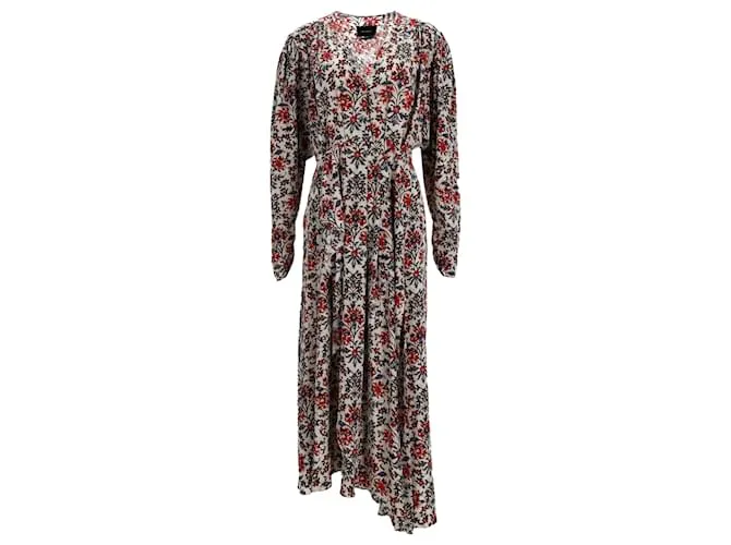 Abito floreale in seta rossa stretch Isabel Marant Blaine