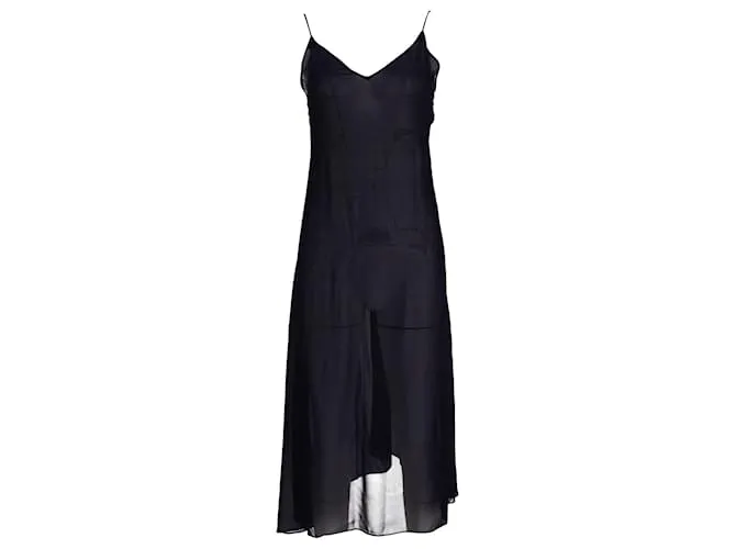 Abito in seta nera con scollo a V e lunghezza al ginocchio di Isabel Marant, trasparente Nero