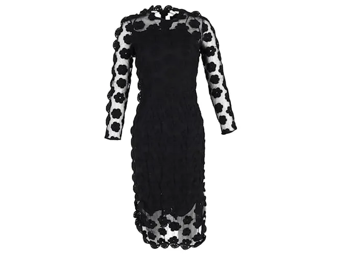 Abito midi in pizzo floreale Simone Rocha in poliestere nero