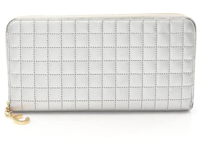Céline Portafoglio grande con zip Celine C Charm Argento