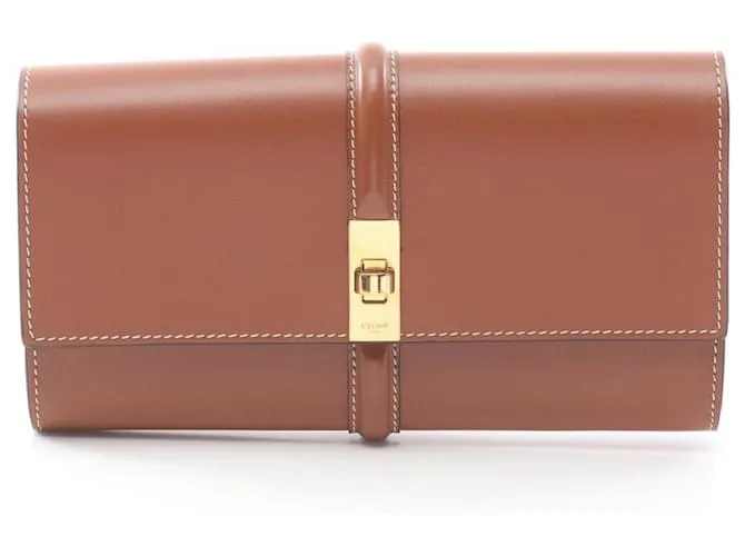 Céline Portafoglio in pelle grande a due pieghe Celine Marrone