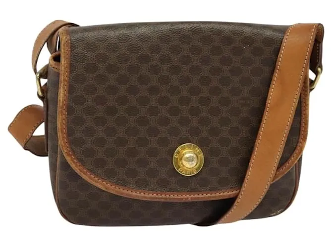 Céline Borsa a spalla in tela Macadam CELINE in pelle PVC marrone oro Auth 126896 D'oro