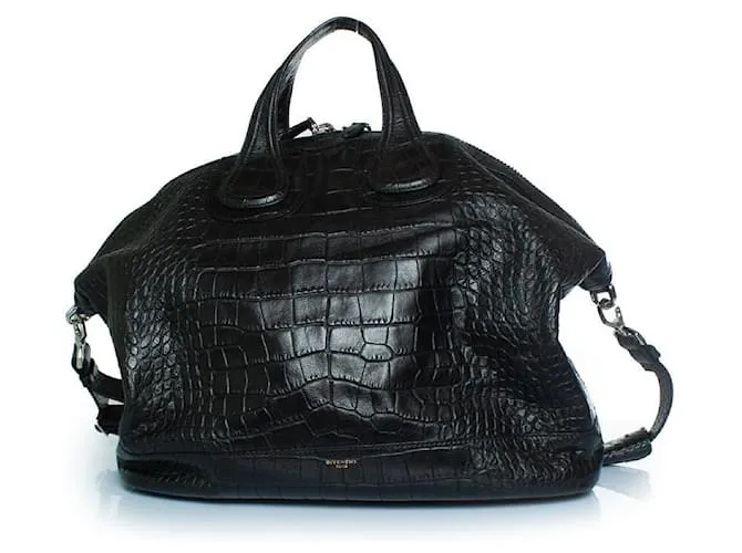 Givenchy, Grande borsa in pelle con stampa coccodrillo Nightingale Nero