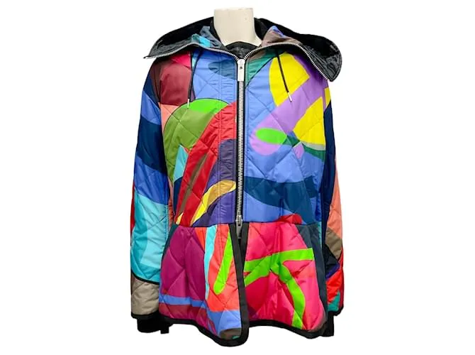 Giacca blouson a strati de-costruita con stampa multipla della collezione Sacai x KAWS Multicolore