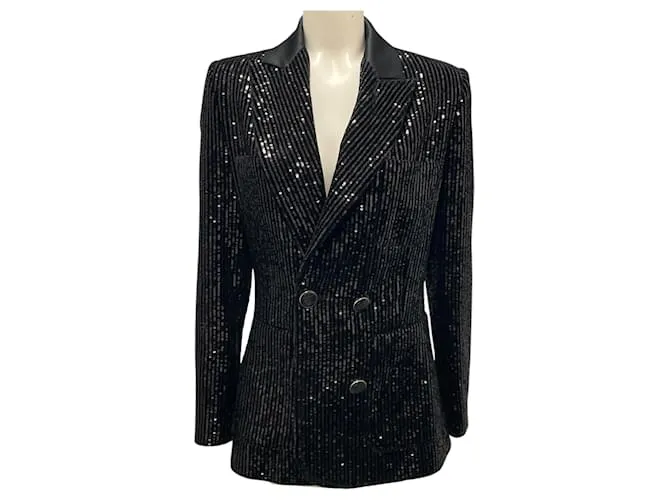 Blazer in velluto e paillettes nero Elie Saab 2023