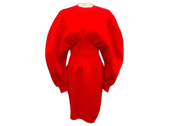 Abito in maglia rosso con maniche a palloncino Bottega Veneta 2020