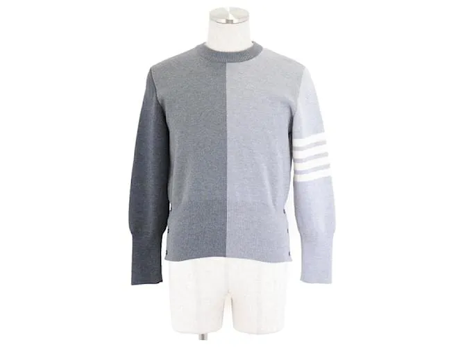 Maglione in lana asimmetrico con collo rotondo Thom Browne Grigio