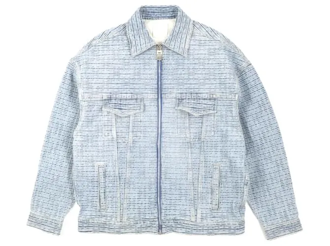 Giacca in denim con zip in cotone Givenchy 4G azzurro chiaro L Blu chiaro