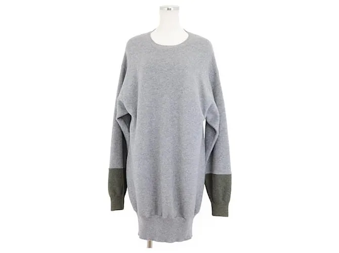 Céline Abito tunica oversize in maglia a uovo in cashmere Celine Marrone Blu Cachi