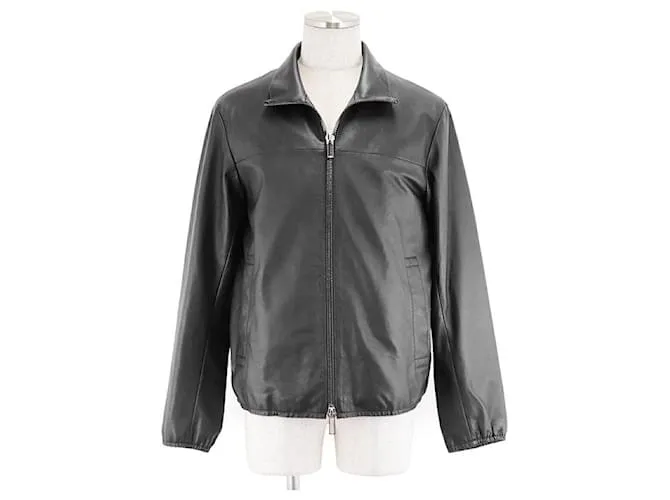 & Other Stories Giacca in pelle di agnello Emporio Armani nera taglia 48 Nero