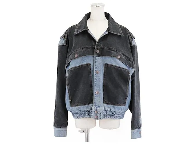 Céline Giacca in denim nera indigo oversize Celine Nero Blu