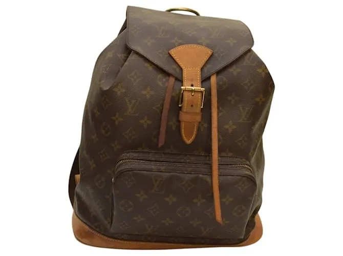 Zaino Montsouris Monogram Louis Vuitton in tela monogram marrone e naturale