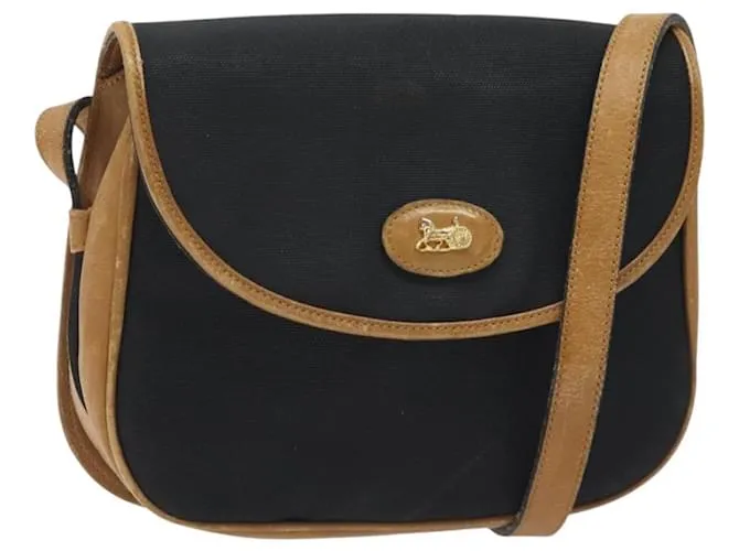 Céline Borsa a spalla CELINE in tela nera e oro Auth BA2774 Nero D'oro