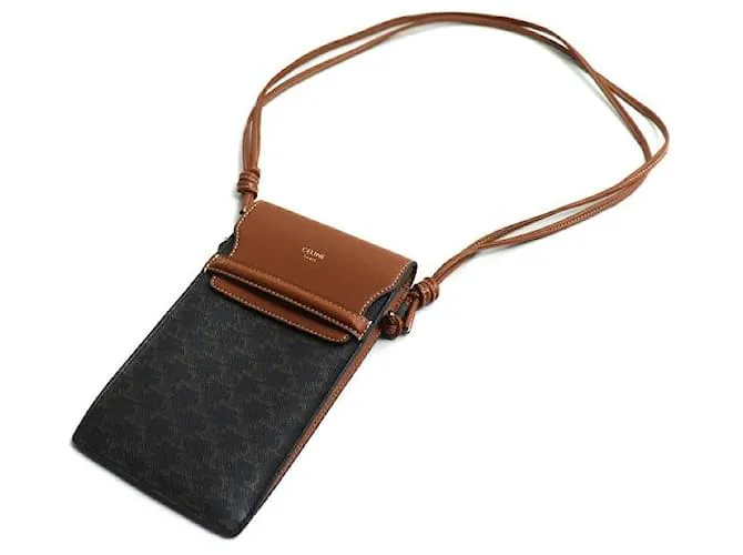 Céline Borsa a spalla Celine Triomphe in pelle di agnello e tela Triomphe Marrone