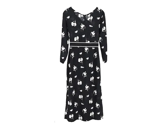 Giorgio Armani Abito midi stampato floreale Armani Exchange in poliestere nero