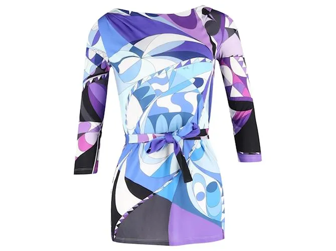 Blusa stampata Emilio Pucci con cintura in vita in poliestere multicolore