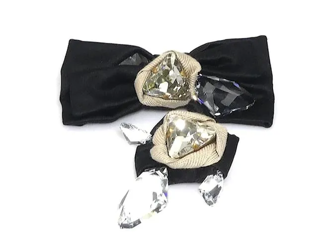 Set di spille in raso Miu Miu Nero Beige